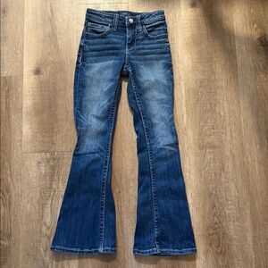 Daytrip Kids Girls Flare Jeans Size 8 Blue Denim Rhinestone Button Y2K denim